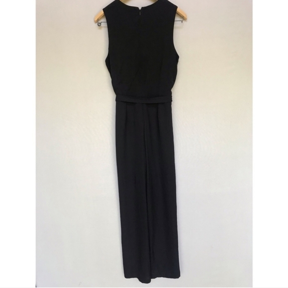 Monteau black jumpsuit split leg size large sleeveless front shoulder detail - Picture 4 of 8
